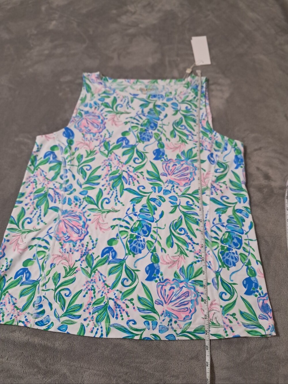Lilly Pulitzer Luxletic Floral Renay UPF 50+ Tank Top Resort White Sz. L - Picture 8 of 8